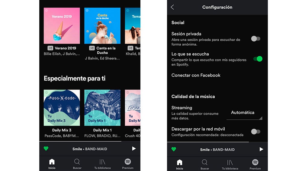 Sesión privada en Spotify