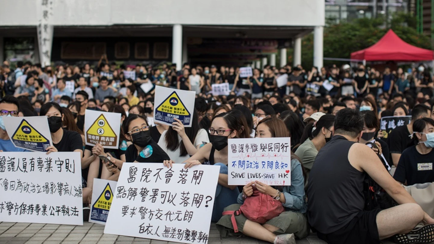 Manifestantes en las protestas de Hong Kong Manifestantes en las protestas de Hong Kong.