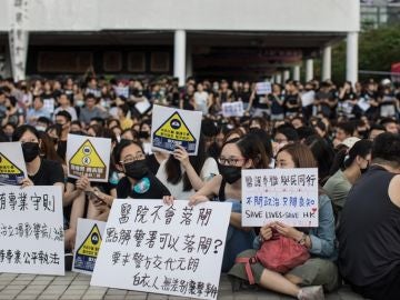 Manifestantes en las protestas de Hong Kong Manifestantes en las protestas de Hong Kong