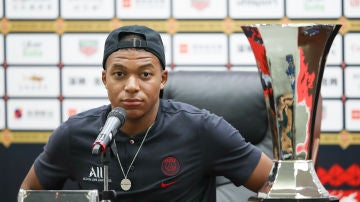 Kylian Mbappé, en rueda de prensa