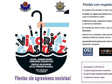 Folleto que repartirá la Ertzaintza sobre agresiones sexuales Folleto que repartirá la Ertzaintza sobre agresiones sexuales