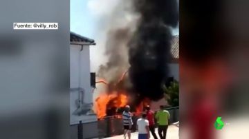Incendio de un camión en Constantina, Sevilla