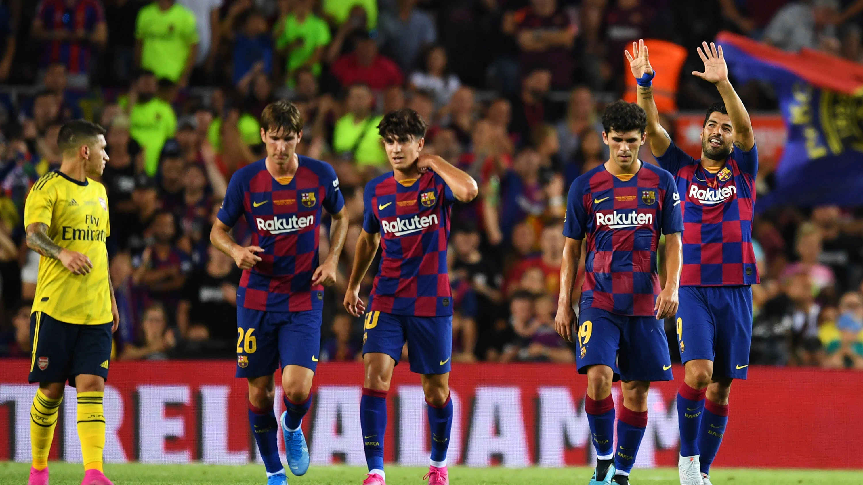 Luis Suárez celebra su gol contra el Arsenal