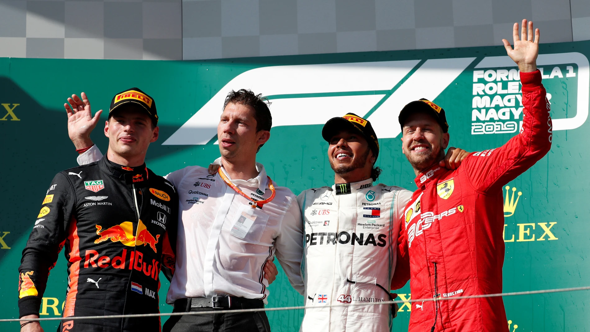 Verstappen, Hamilton y Vettel, en el podio del GP de Hungría