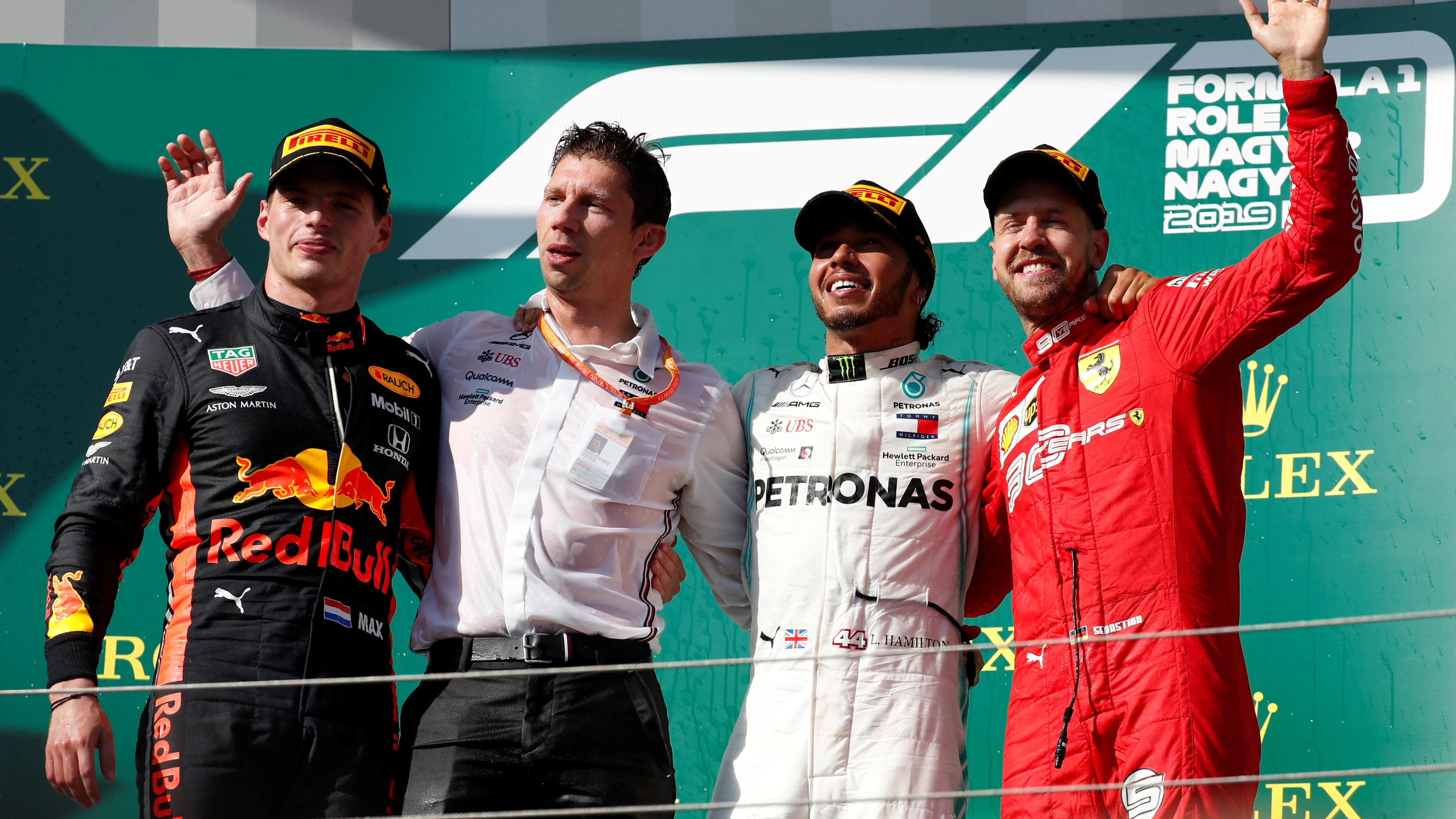 Verstappen, Hamilton y Vettel, en el podio del GP de Hungría