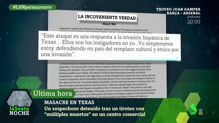 Texto publicado por el asesino de Texas