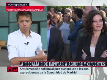 Íñigo Errejón: "Díaz Ayuso es nueva en el PP como lo fue Cifuentes, a la que Anticorrupción pide imputar" Íñigo Errejón: "Díaz Ayuso es nueva en el PP como lo fue Cifuentes, a la que Anticorrupción pide imputar"