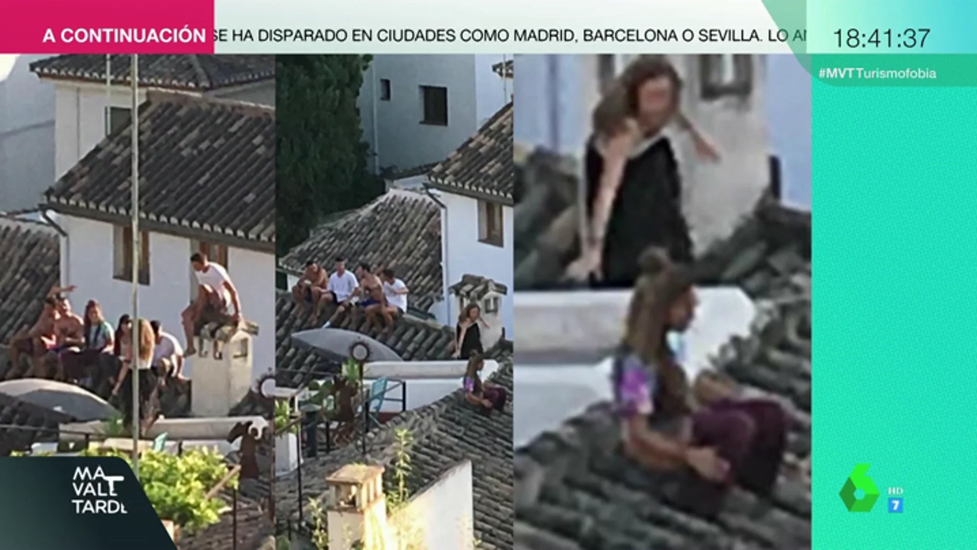 Las imágenes de la vergüenza de los turistas en el Albaicín: se suben a los tejados para beber e incluso orinar