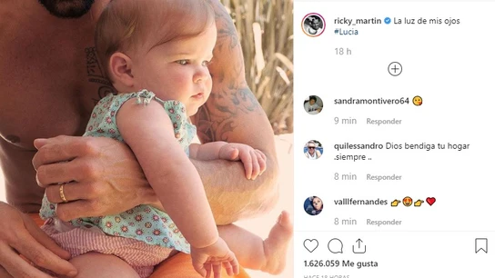 La publicación de Instagram en la que Ricky Martin ha mostrado a su hija Lucía. La publicación de Instagram en la que Ricky Martin ha mostrado a su hija Lucía.
