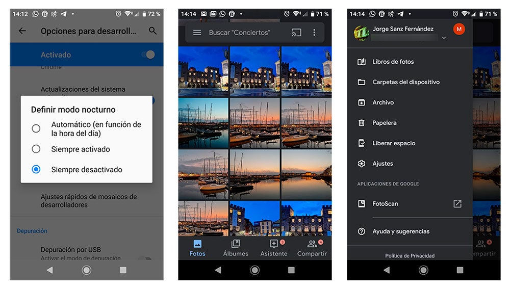 Activando el modo oscuro