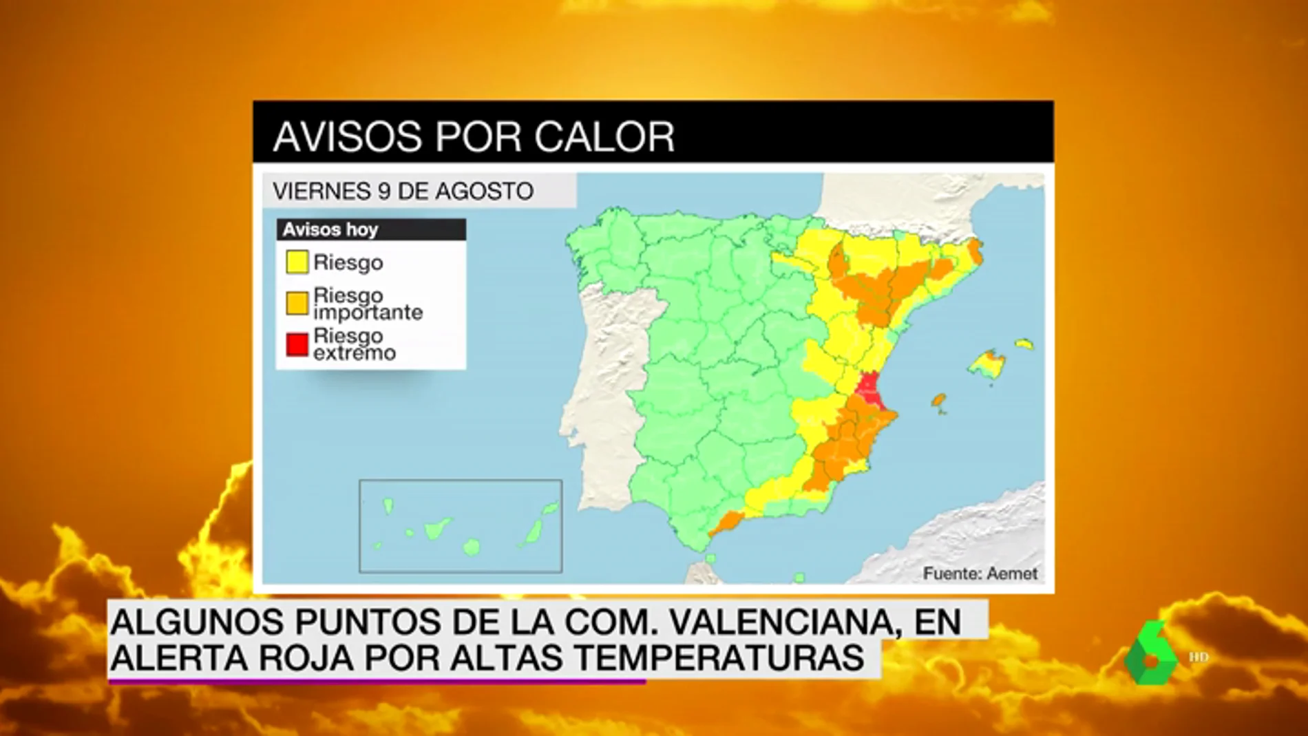 España, dividida por las temperaturas: calor extremo en el Mediterráneo y un frente de aire frío en el norte