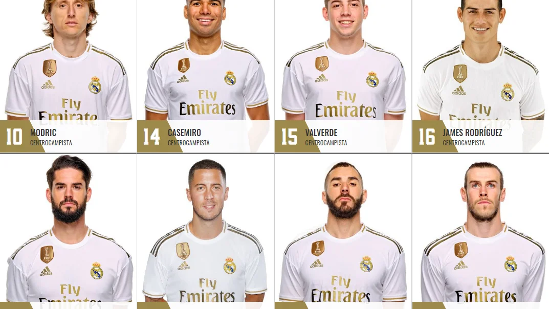 Los dorsales de la plantilla del Real Madrid