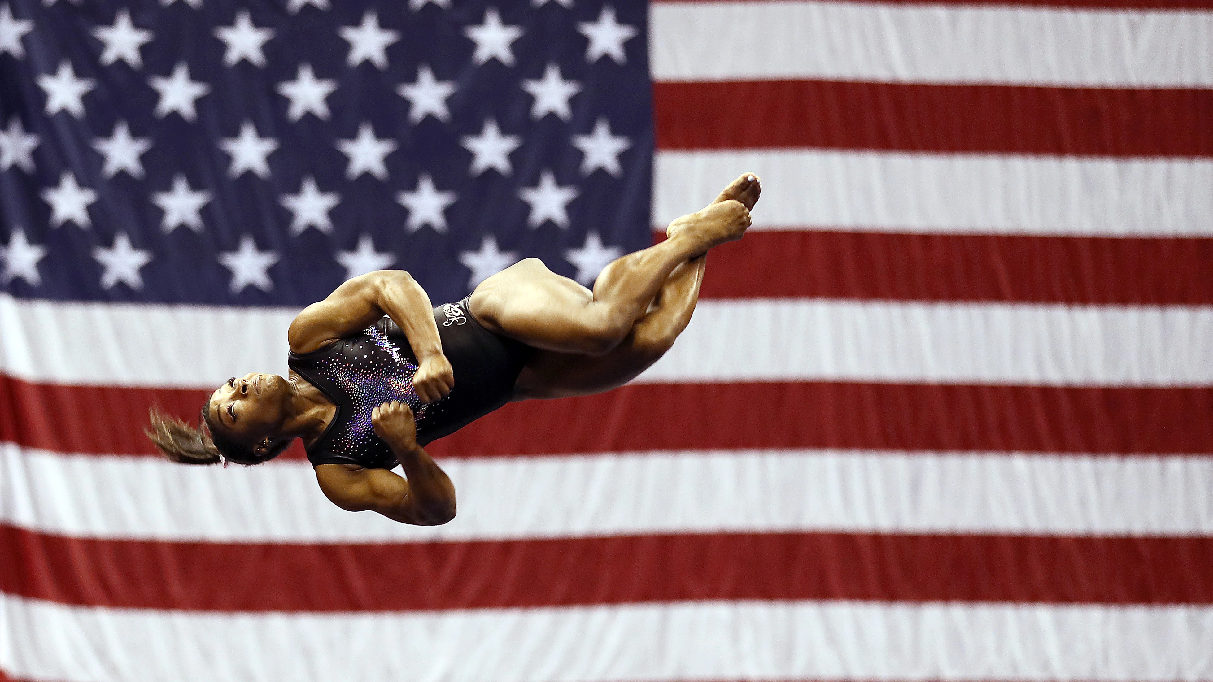 Simone Biles, durante uno de sus ejercicios