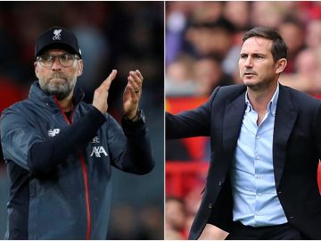 Klopp y Lampard, entrenadores de Liverpool y Chelsea Klopp y Lampard, entrenadores de Liverpool y Chelsea