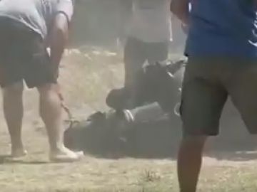 Imagen del vídeo denuncia en el momento en el que el caballo se desploma Imagen del vídeo denuncia en el momento en el que el caballo se desploma