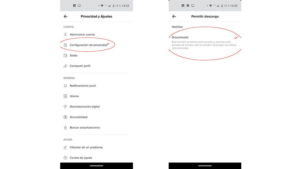Así puedes deshabilitar la descarga de vídeos en Tik Tok