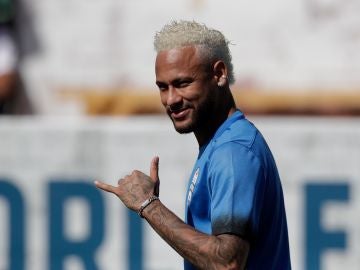 Neymar, durante un entrenamiento Neymar, durante un entrenamiento