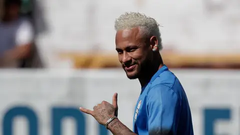 Neymar, durante un entrenamiento Neymar, durante un entrenamiento
