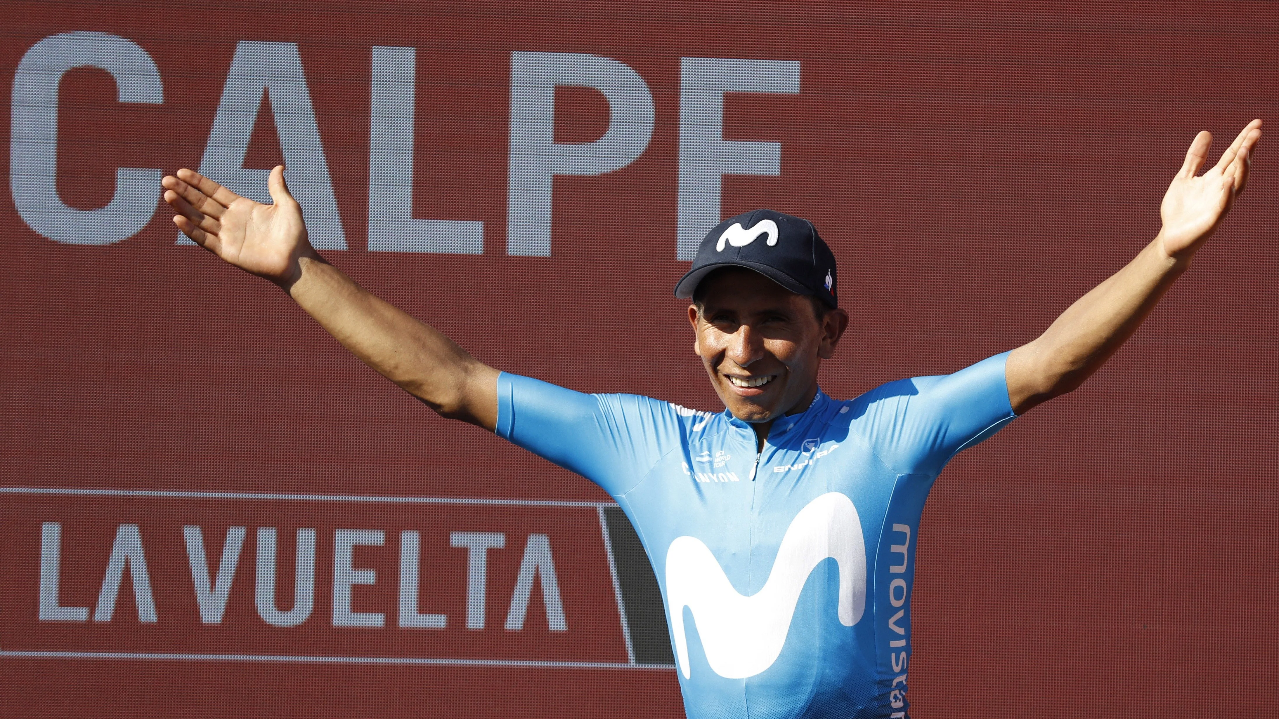 Nairo Quintana celebra su victoria en la segunda etapa de la Vuelta