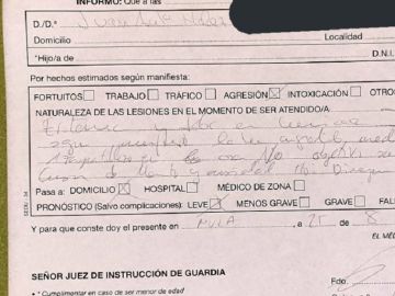 Parte de lesiones remitido al juzgado Parte de lesiones remitido al juzgado