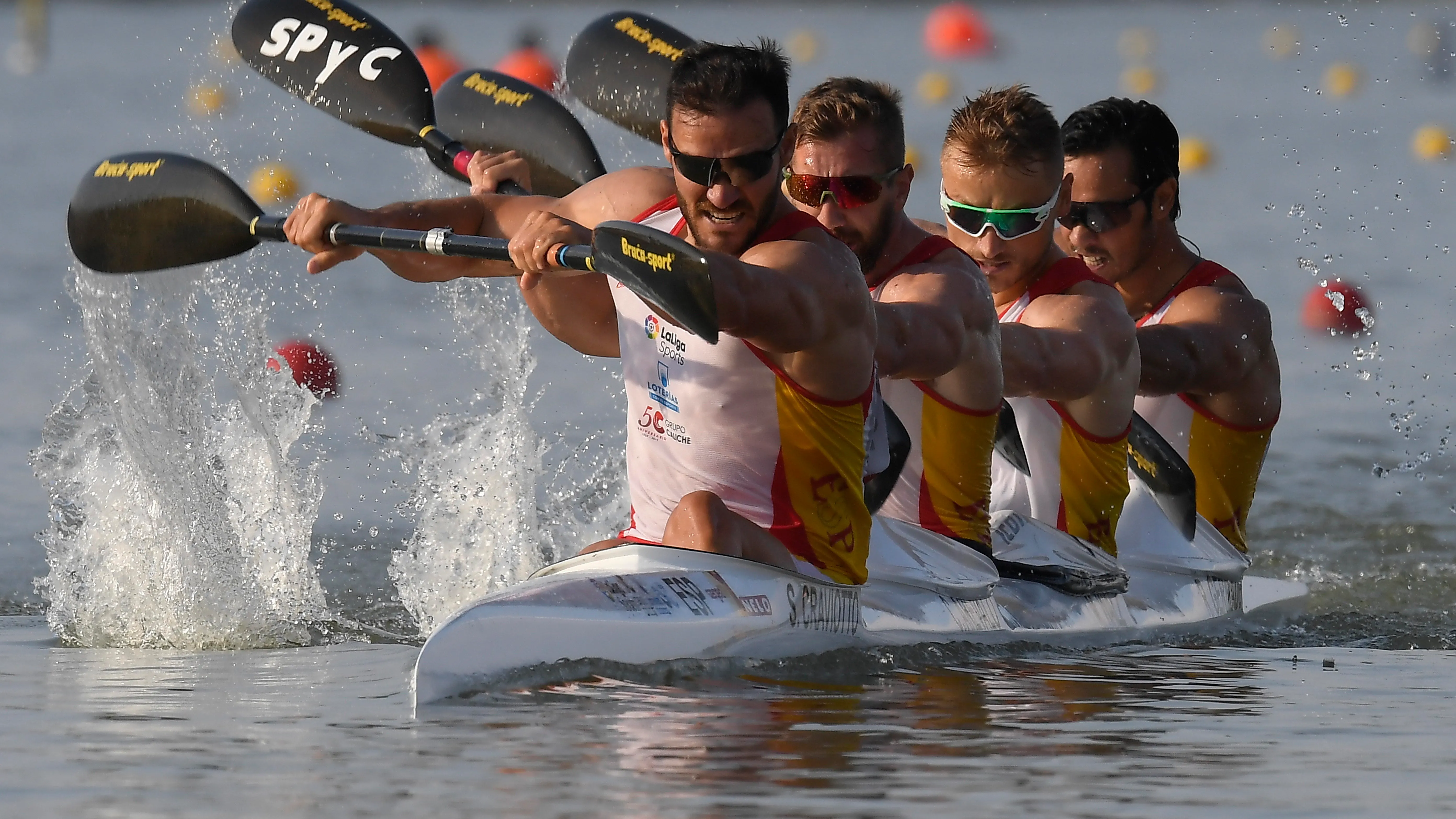 El equipo español de K4 en los Mundiales de piragüismo