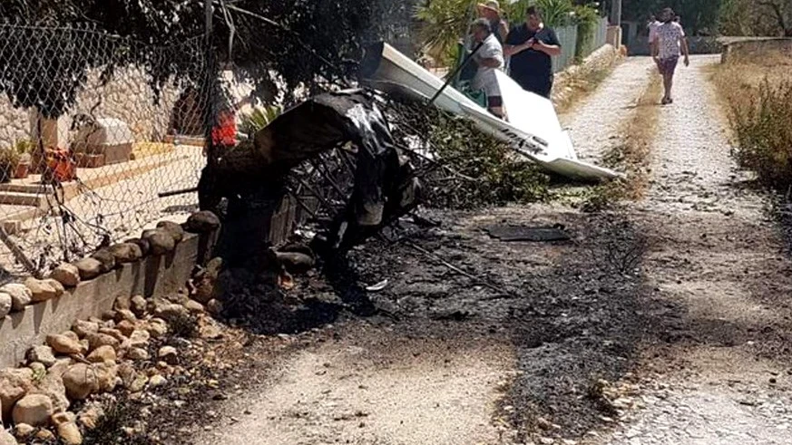 Lugar del accidente entre una avioneta y un helicóptero en Mallorca