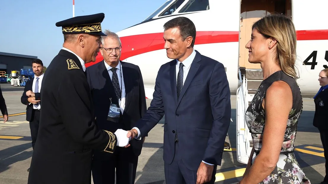 Pedro Sánchez a su llegada a la cumbre del G7