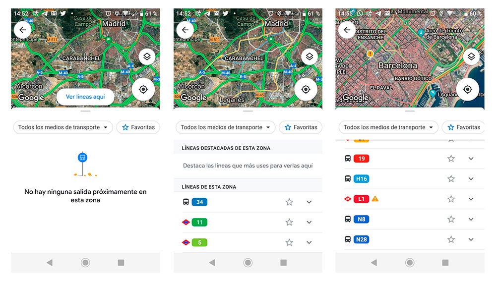 Información de las diferentes líneas cerca de nosotros
