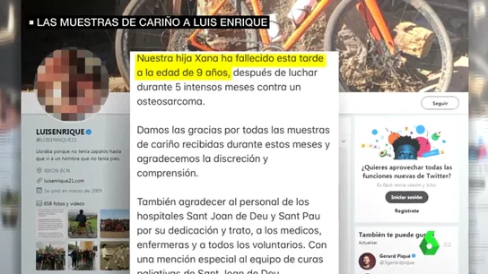 Muere Xana, la hija pequeña de Luis Enrique a los nueve años por un osteosarcoma Muere Xana, la hija pequeña de Luis Enrique a los nueve años por un osteosarcoma