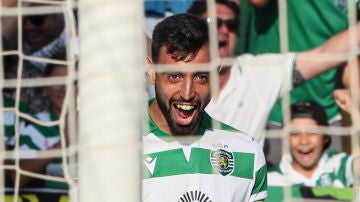 Bruno Fernandes, celebrando un gol con el Sporting de Lisboa