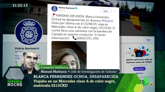 Imagen de el tuit difundido por la Policía por la desaparición de Blanca Fernández Ochoa Imagen de el tuit difundido por la Policía por la desaparición de Blanca Fernández Ochoa