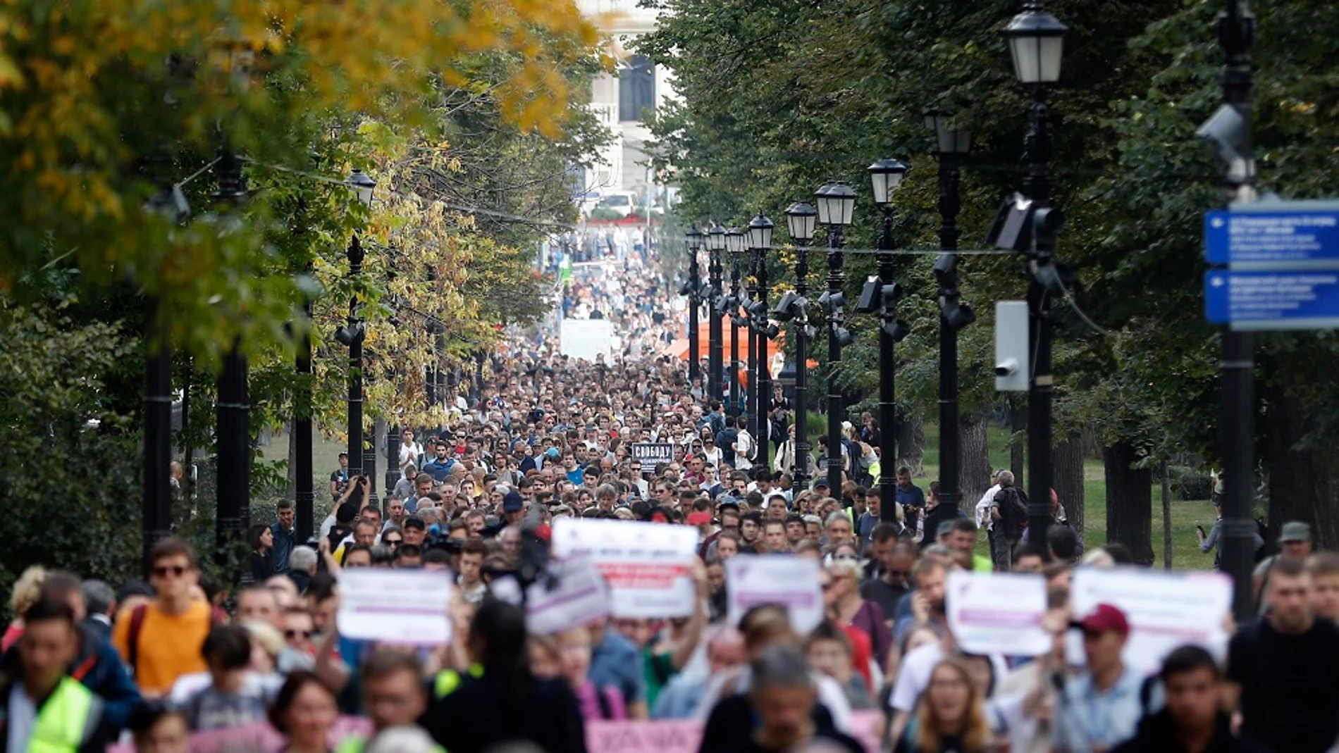 Protesta no autorizada en el centro de Moscú, Rusia