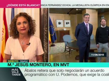 Montero reitera la negativa a un Gobierno de coalición: "Es normal que Sáchez no confíe en poner políticas en manos de quien no las valora" Montero reitera la negativa a un Gobierno de coalición: "Es normal que Sáchez no confíe en poner políticas en manos de quien no las valora"