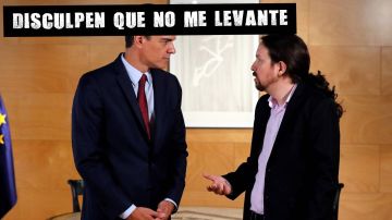 Pedro Sánchez con Pablo Iglesias, en la ronda de consultas de julio.