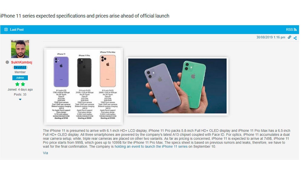 Especificaciones iPhone 11