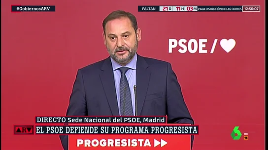José Luis Ábalos (PSOE): "Esta semana nos vamos a poner en contacto con Unidas Podemos para que se reúnan los equipos negociadores" José Luis Ábalos (PSOE): "Esta semana nos vamos a poner en contacto con Unidas Podemos para que se reúnan los equipos negociadores"