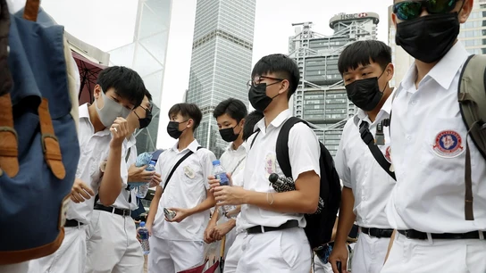 Huelga estudiantil el primer día de curso como apoyo a las protestas en Hong Kong Huelga estudiantil el primer día de curso como apoyo a las protestas en Hong Kong