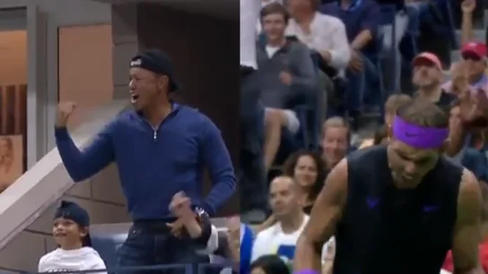 Tiger Woods celebra el último puntazo de Nadal Tiger Woods celebra el último puntazo de Nadal