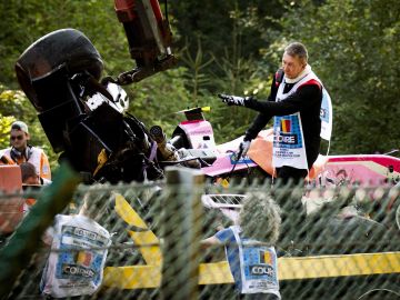 Los restos del accidente en el que murió Hubert Los restos del accidente en el que murió Hubert