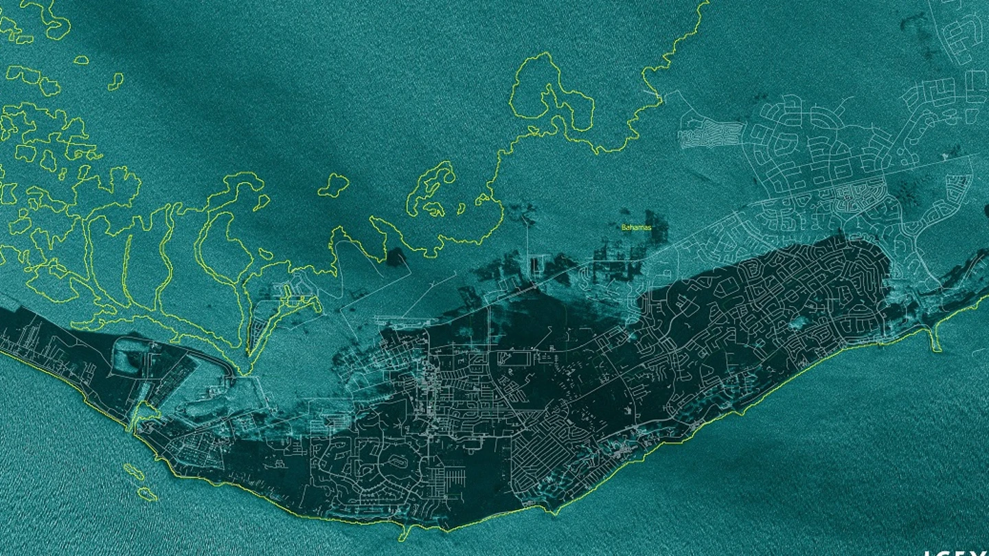 Gran Bahama desde el espacio, tras el paso del huracán Dorian Gran Bahama desde el espacio, tras el paso del huracán Dorian