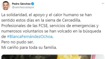 El tuit de Pedro Sánchez recordando a Blanca Fernández Ochoa