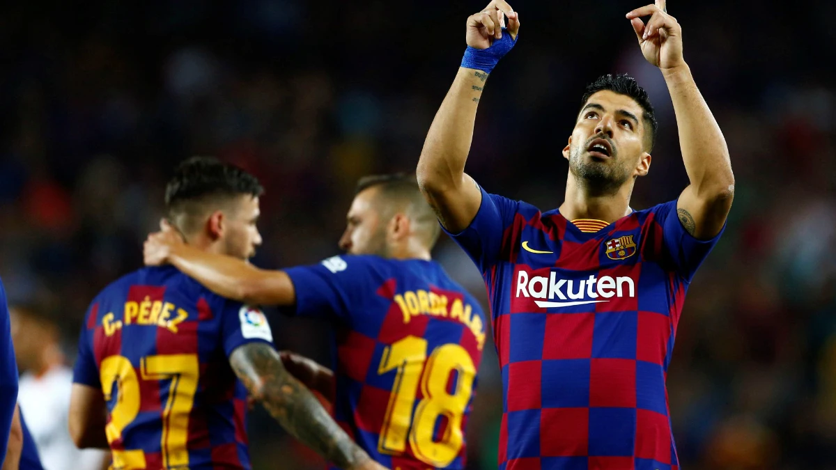 Luis Suárez celebra un gol