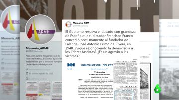 La Asociación para la Recuperación de la Memoria Histórica denuncia la renovación del ducado de Primo de Rivera