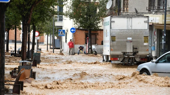 Vista de la zona de Arganda, anegada por la intensa lluvia caída Vista de la zona de Arganda, anegada por la intensa lluvia caída