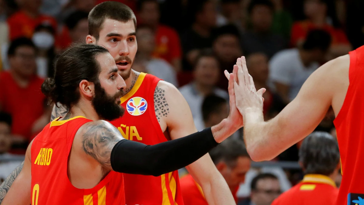 Ricky Rubio, tras una acción del partido