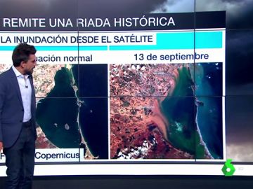 Los estragos de la gota fría, desde el satélite: así ha quedado el Mar Menor tras las inundaciones Los estragos de la gota fría, desde el satélite: así ha quedado el Mar Menor tras las inundaciones
