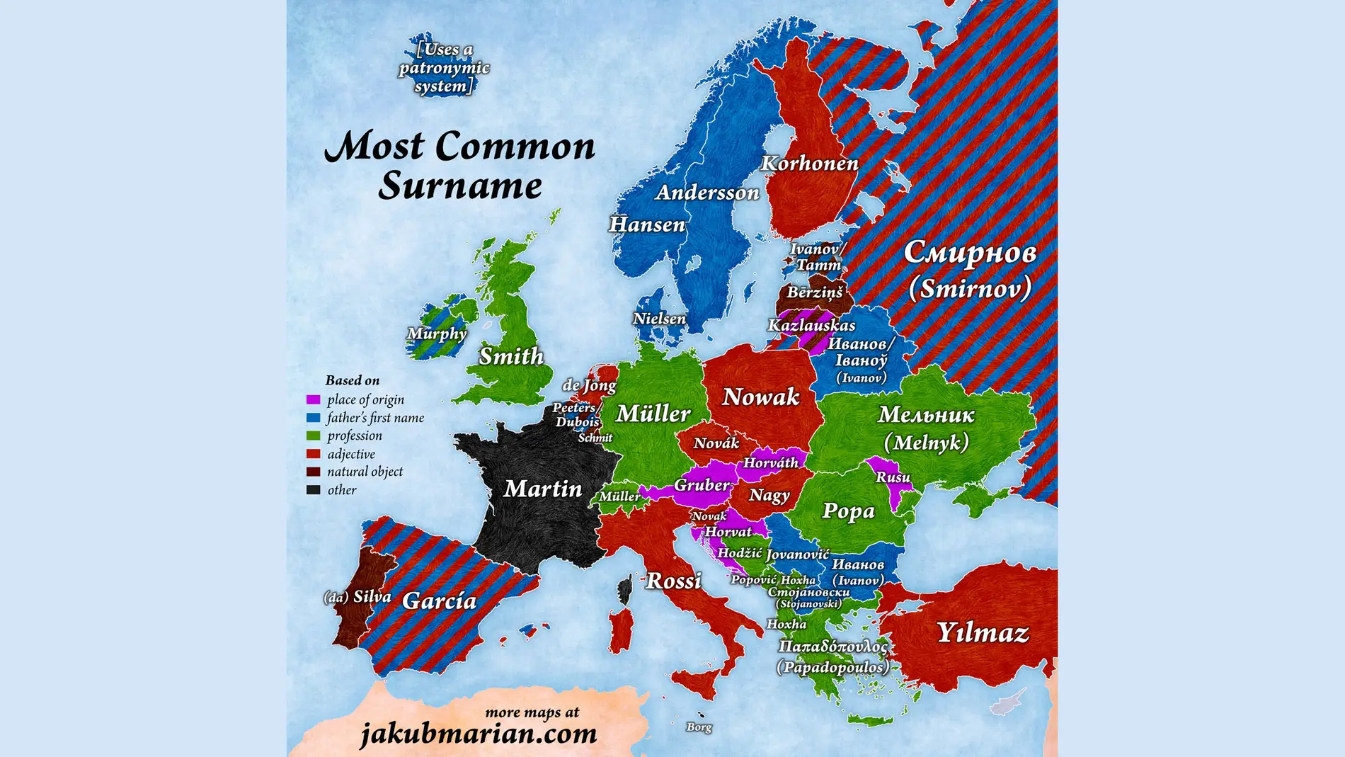Los apellidos más comunes de Europa