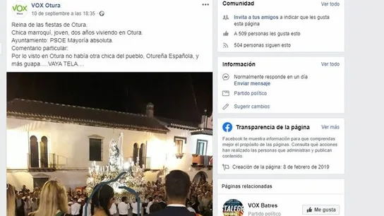La publicación del partido de extrema derecha que ya ha sido reitada. La publicación del partido de extrema derecha