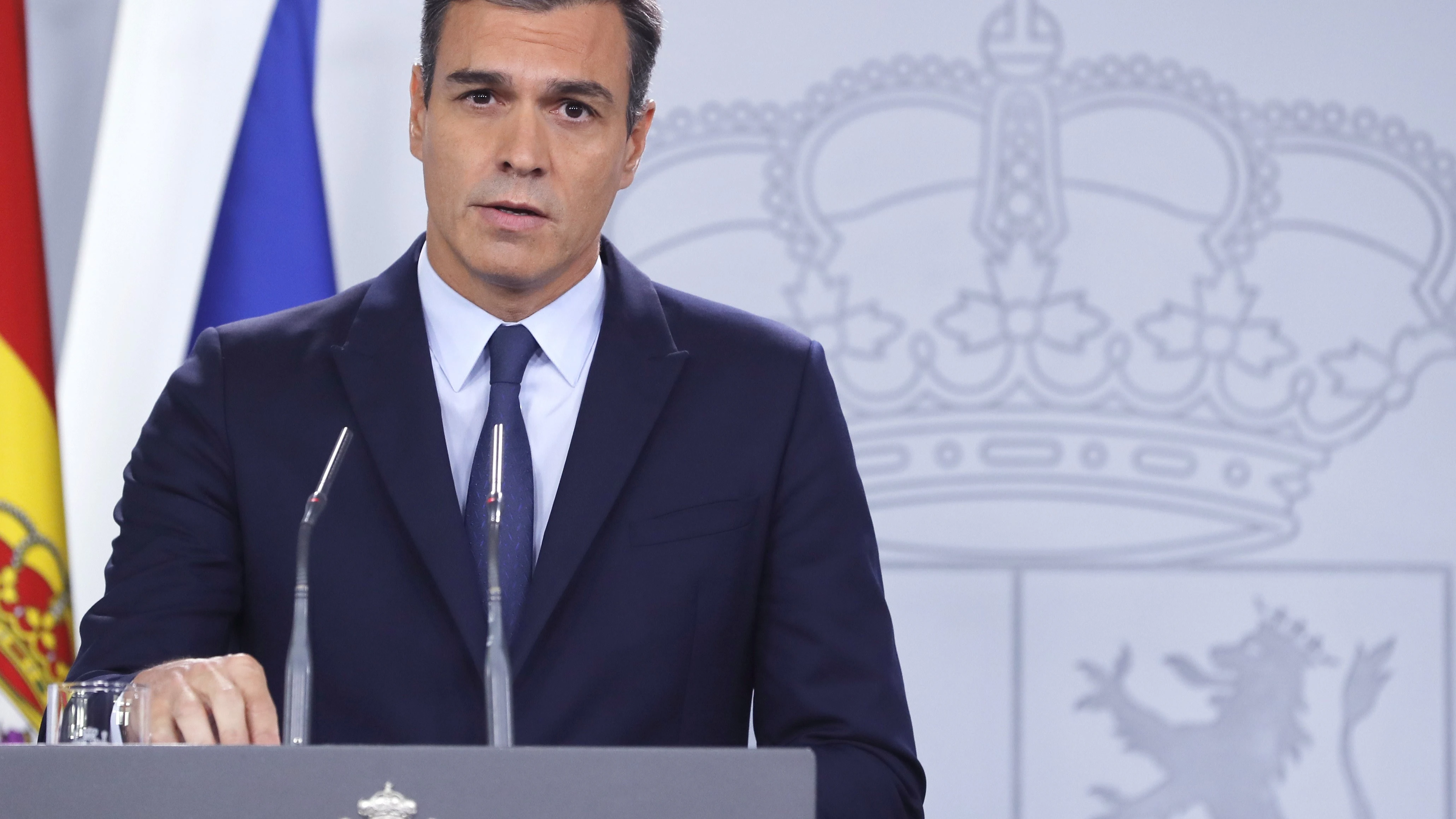 El presidente del Gobierno en funciones, Pedro Sánchez, durante la rueda de prensa