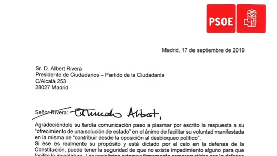 Carta de Sánchez a Rivera Carta de Sánchez a Rivera